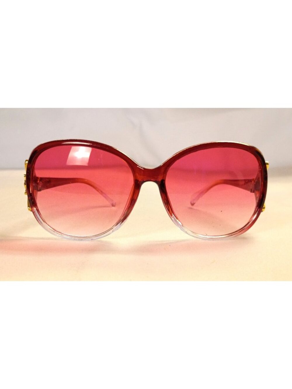 Y2K Oversized Bug Eye Sunglasses Red Ombre Frame Pink Gradient Retro Chic